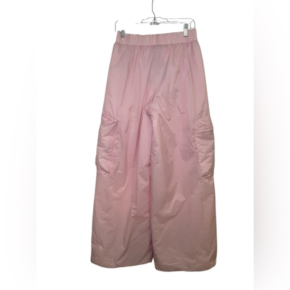 Rains Pink Show Padded Nylon Cargo Pants M | Wide Leg Utility Pants - Picture 4 of 6